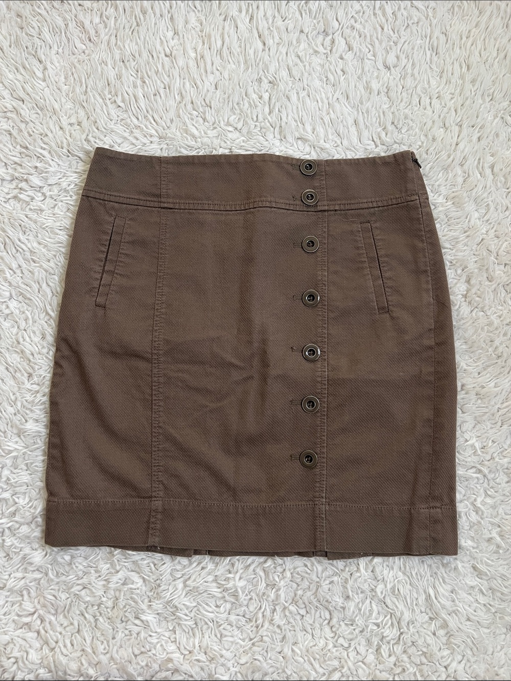Ann Taylor Loft Brown Skirt Mini Cotton Size 4 Casual Business Office